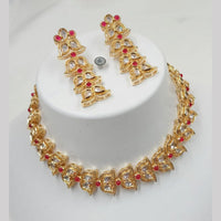 NAFJ Gold Plated Kundan Stone Necklace Set