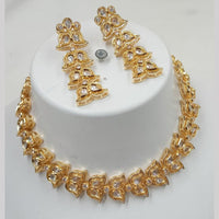 NAFJ Gold Plated Kundan Stone Necklace Set