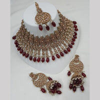 NAFJ Gold Plated Timeless Beauty Crystal And  Beads Choker Necklace Set