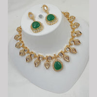 NAFJ Gold Plated Kundan Stone Necklace Set