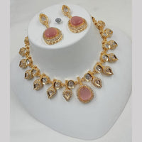 NAFJ Gold Plated Kundan Stone Necklace Set