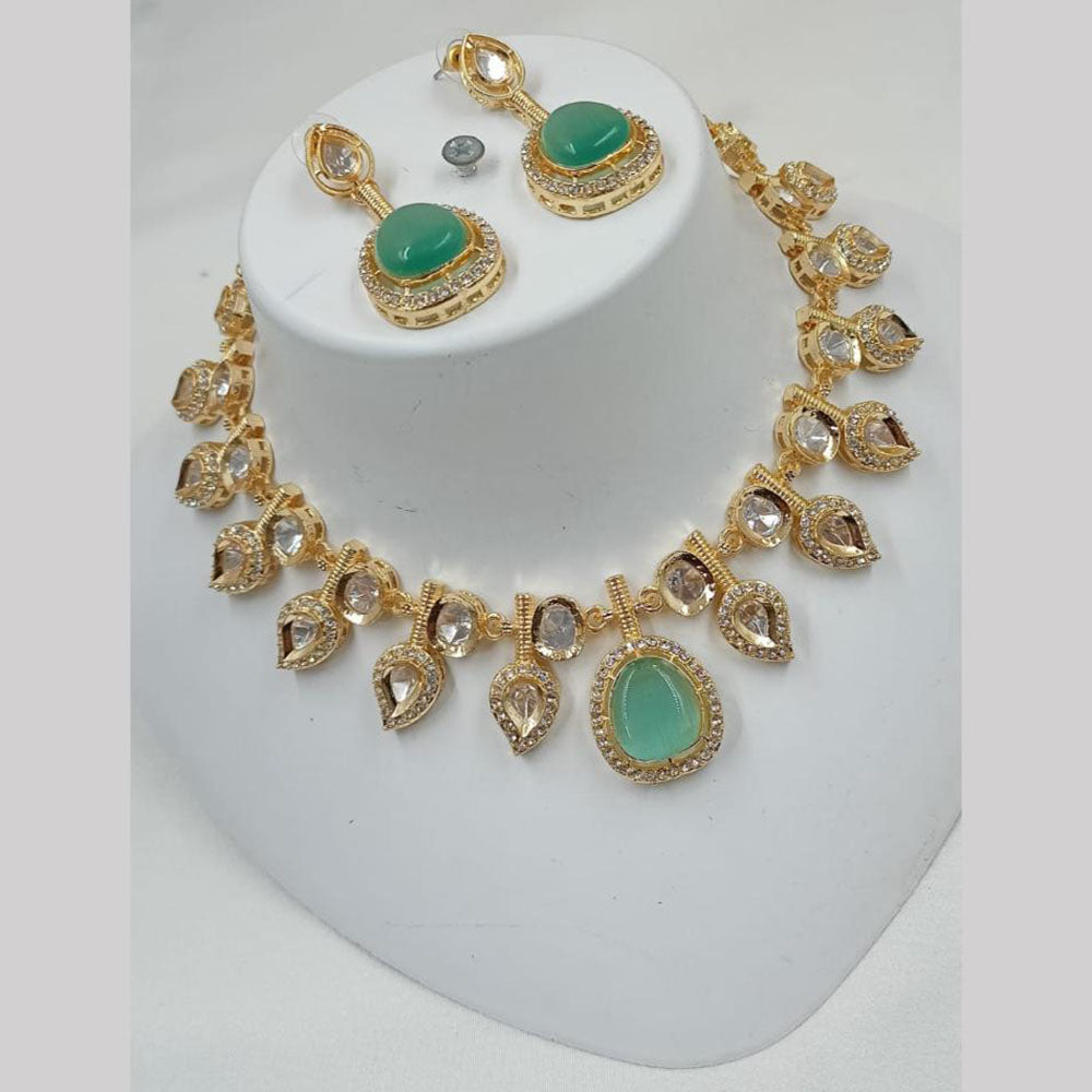 NAFJ Gold Plated Kundan Stone Necklace Set