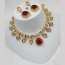 NAFJ Gold Plated Kundan Stone Necklace Set