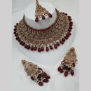 NAFJ Gold Plated Timeless Beauty Crystal And  Beads Choker Necklace Set