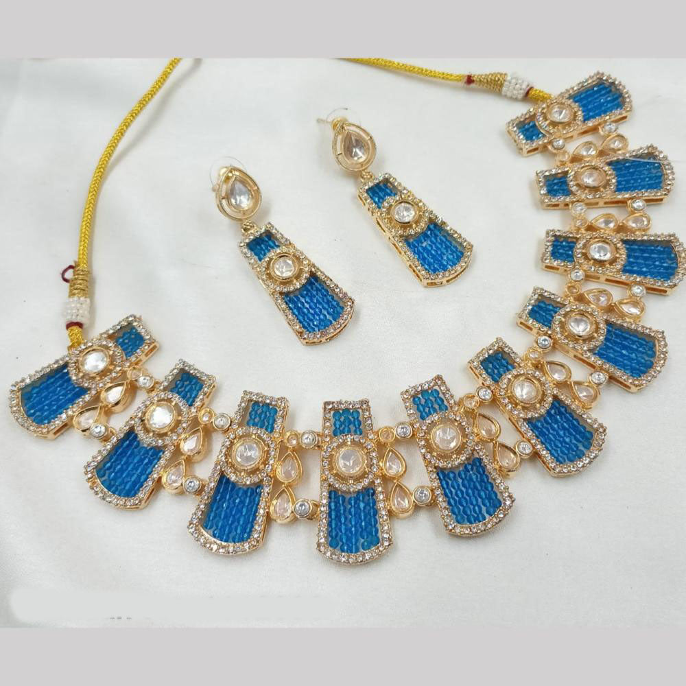 NAFJ Gold Plated Kundan And Beads Necklace Set