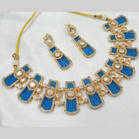 NAFJ Gold Plated Kundan And Beads Necklace Set