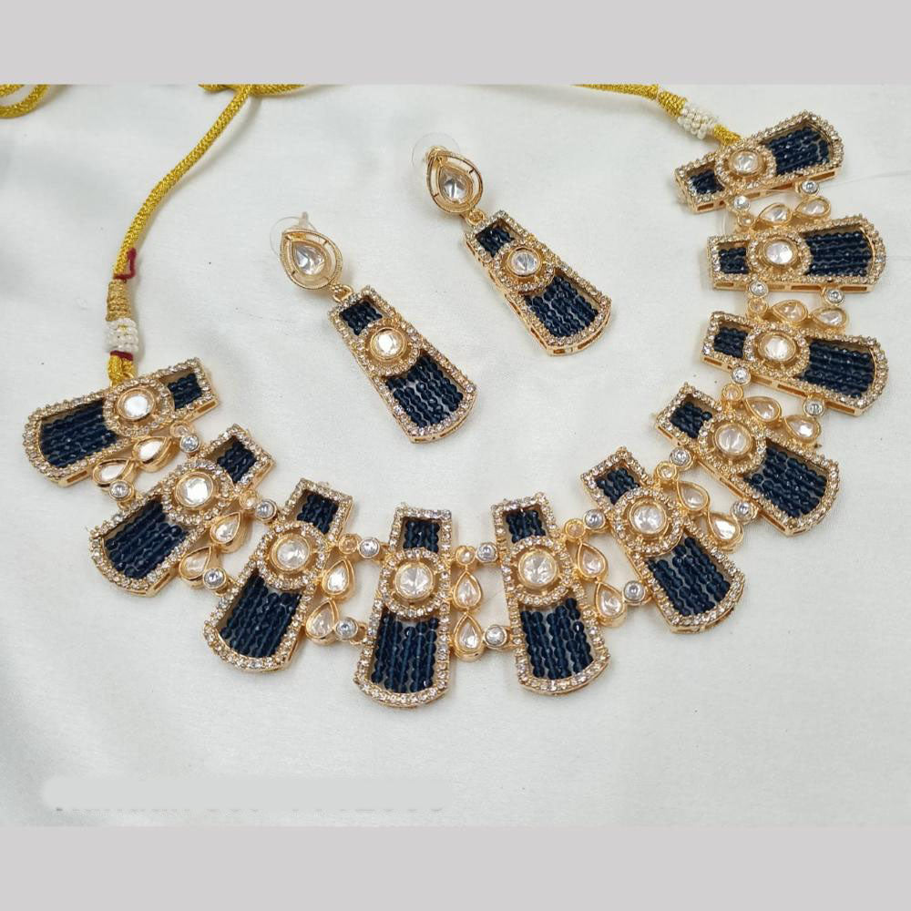 NAFJ Gold Plated Kundan And Beads Necklace Set