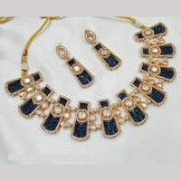 NAFJ Gold Plated Kundan And Beads Necklace Set