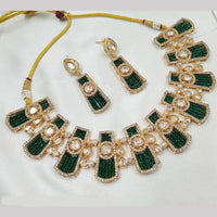 NAFJ Gold Plated Kundan And Beads Necklace Set