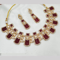 NAFJ Gold Plated Kundan And Beads Necklace Set