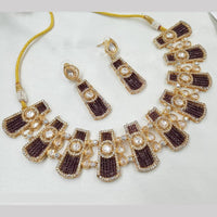 NAFJ Gold Plated Kundan And Beads Necklace Set