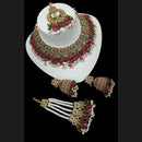 NAFJ Gold Plated Timeless Beauty Crystal And  Beads Choker Necklace Set