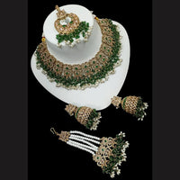 NAFJ Gold Plated Timeless Beauty Crystal And  Beads Choker Necklace Set