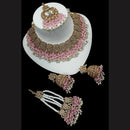 NAFJ Gold Plated Timeless Beauty Crystal And  Beads Choker Necklace Set