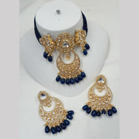 NAFJ Gold Plated Kundan And Beads Choker Necklace Set