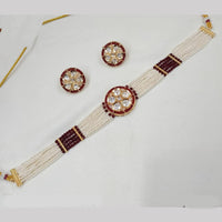NAFJ Gold Plated Kundan And Beads Choker Necklace Set
