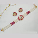 NAFJ Gold Plated Kundan And Beads Choker Necklace Set