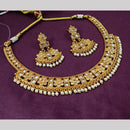 NAFJ Gold Plated Timeless Beauty Crystal And  Beads Necklace Set