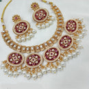 NAFJ Gold Plated Glow & Grace Kundan Stone And  Pearl Necklace Set