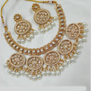 NAFJ Gold Plated Glow & Grace Kundan Stone And  Pearl Necklace Set
