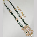 NAFJ Gold Plated Glow & Grace Kundan Stone And  Pearl Long Necklace Set