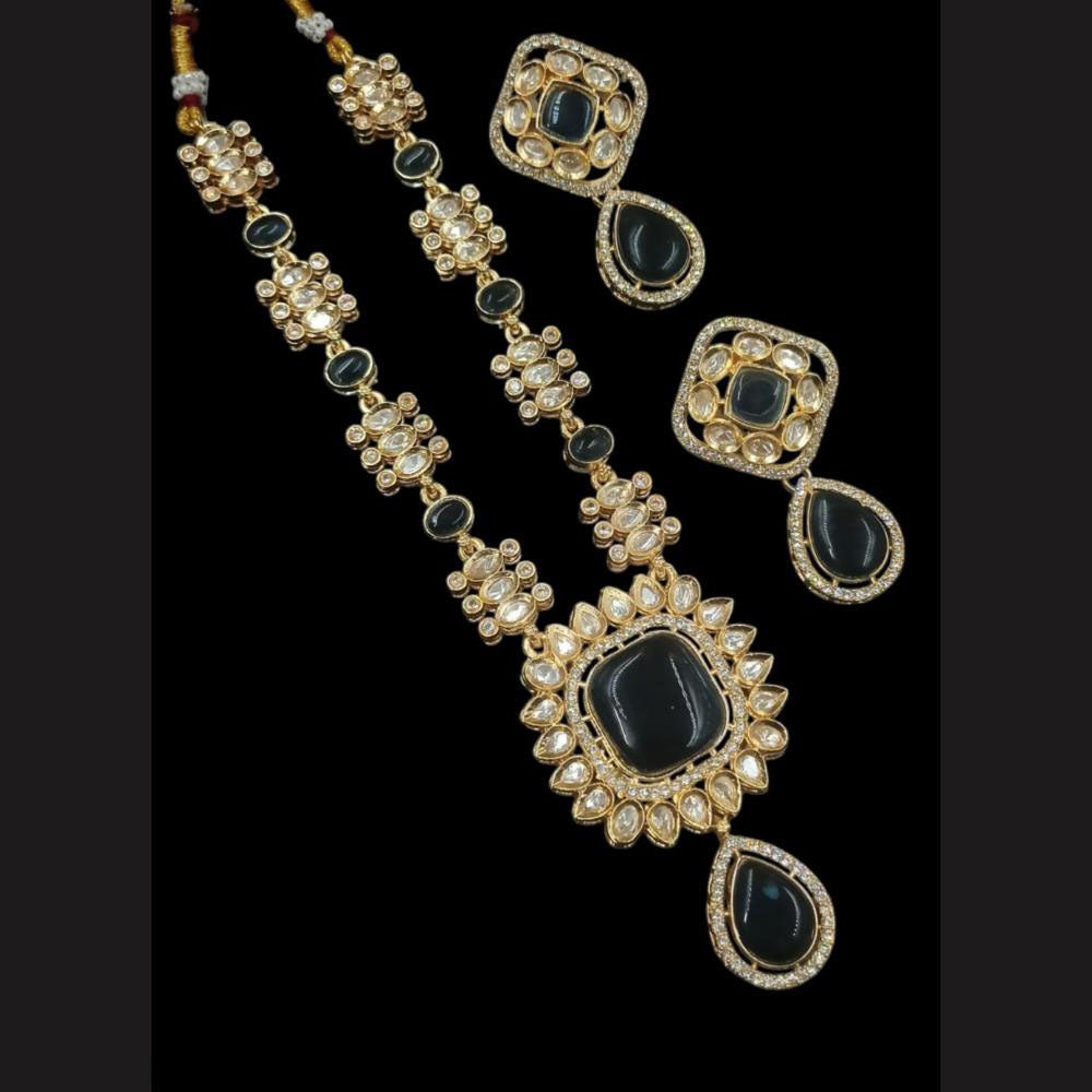NAFJ Gold Plated Kundan Stone Necklace Set
