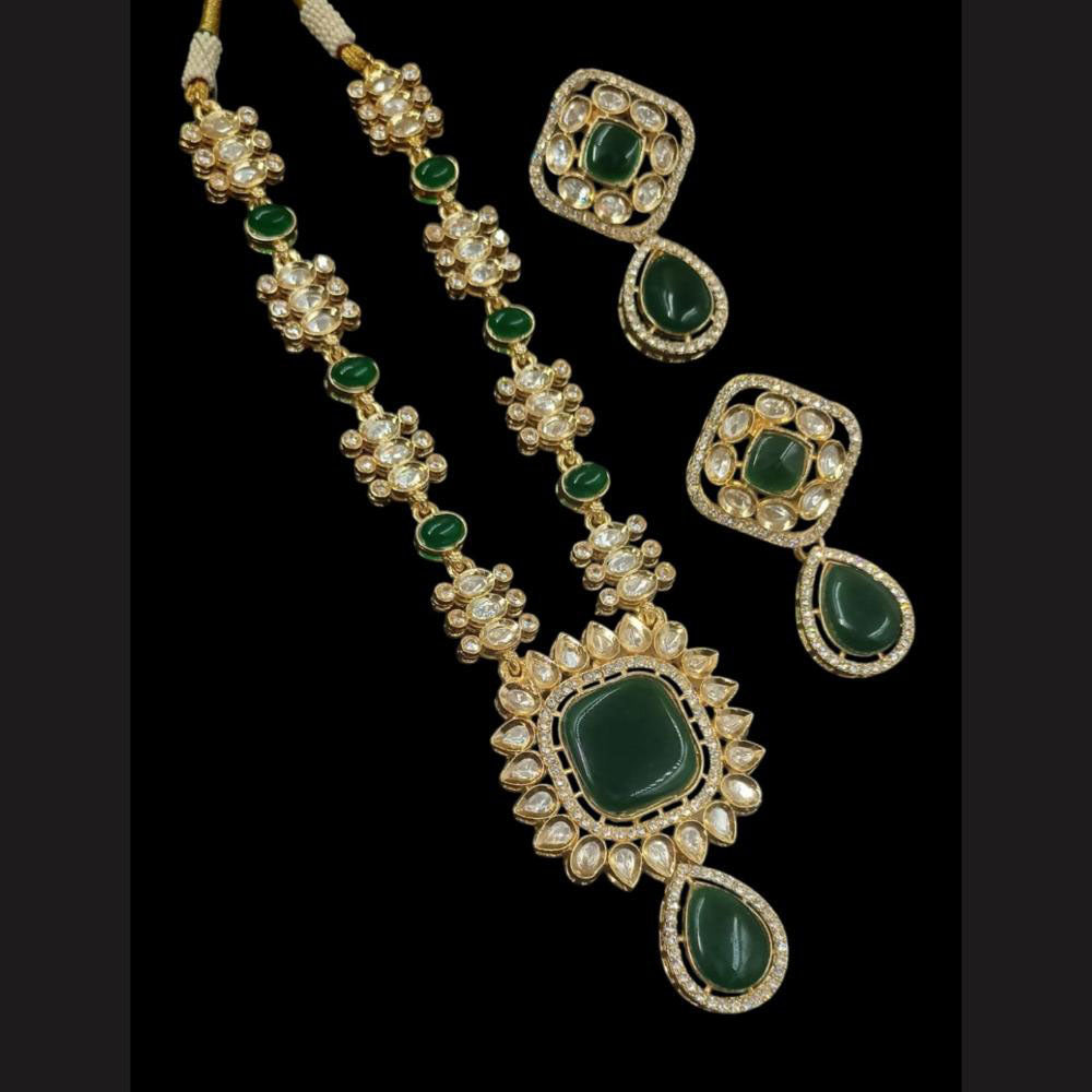 NAFJ Gold Plated Kundan Stone Necklace Set