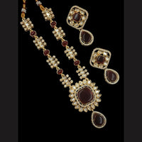 NAFJ Gold Plated Kundan Stone Necklace Set