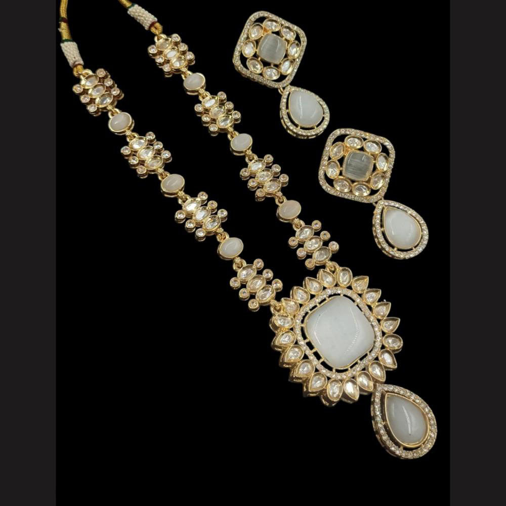 NAFJ Gold Plated Kundan Stone Necklace Set