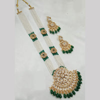 NAFJ Gold Plated Glow & Grace Kundan Stone And  Pearl Long Necklace Set