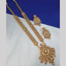 NAFJ Gold Plated Glow & Grace Kundan Stone And Beads Long Necklace Set