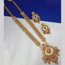 NAFJ Gold Plated Glow & Grace Kundan Stone And Beads Long Necklace Set
