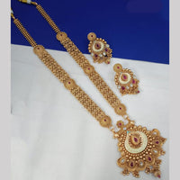 NAFJ Gold Plated Glow & Grace Kundan Stone And Beads Long Necklace Set