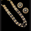 NAFJ Gold Plated Glow & Grace Kundan Stone And Crystal Long Necklace Set