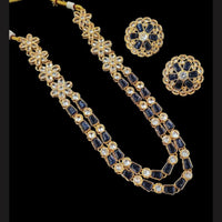 NAFJ Gold Plated Glow & Grace Kundan Stone And Crystal Long Necklace Set