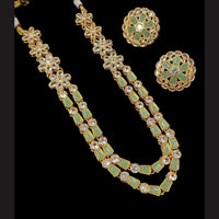 NAFJ Gold Plated Glow & Grace Kundan Stone And Crystal Long Necklace Set