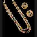 NAFJ Gold Plated Glow & Grace Kundan Stone And Crystal Long Necklace Set