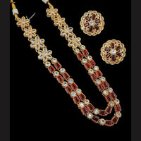 NAFJ Gold Plated Glow & Grace Kundan Stone And Crystal Long Necklace Set