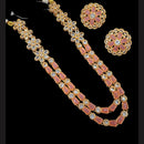 NAFJ Gold Plated Glow & Grace Kundan Stone And Crystal Long Necklace Set