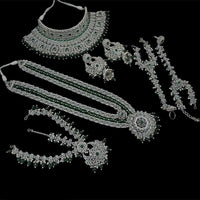 NAFJ Silver Plated Crystal Stone Bridal Set