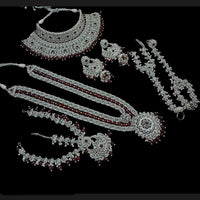 NAFJ Silver Plated Crystal Stone Bridal Set