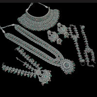 NAFJ Silver Plated Crystal Stone Bridal Set
