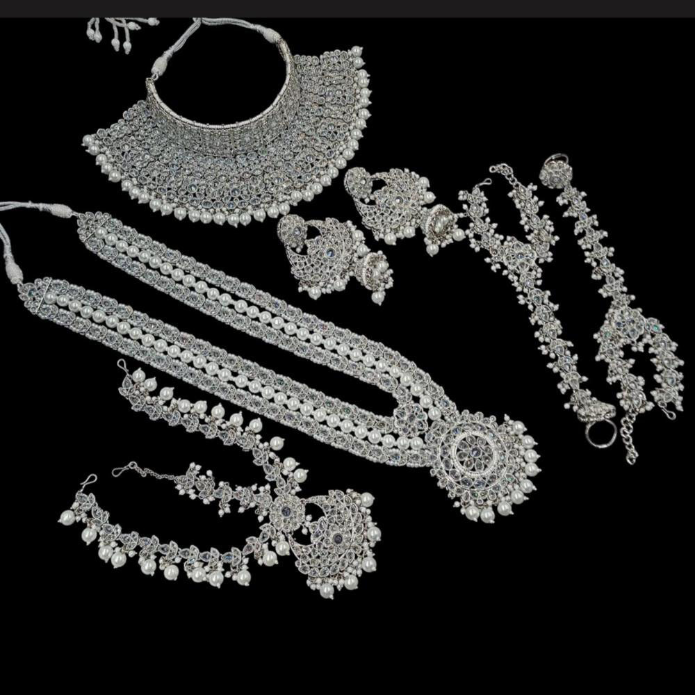 NAFJ Silver Plated Crystal Stone Bridal Set