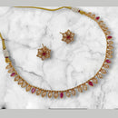 NAFJ Gold Plated Crystal Stone Necklace Set
