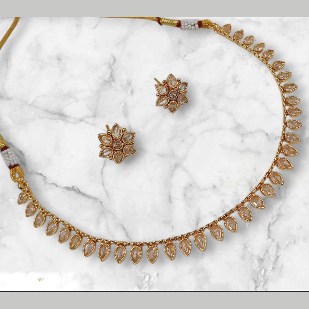 NAFJ Gold Plated Crystal Stone Necklace Set