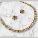 NAFJ Gold Plated Crystal Stone Necklace Set