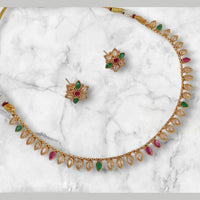 NAFJ Gold Plated Crystal Stone Necklace Set