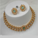 NAFJ Gold Plated Polki Kundan Stone Choker Necklace Set