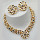 NAFJ Gold Plated Polki Kundan Stone Necklace Set 