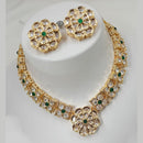 NAFJ Gold Plated Polki Kundan Stone Necklace Set